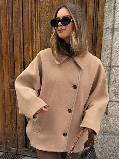 Dianna - Stijlvolle oversized tussenjas met omgevouwen kraag voor dames