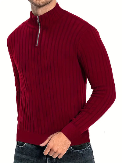 Luca Sweater | Casual heren trui met V-hals en ritssluiting voor mannen