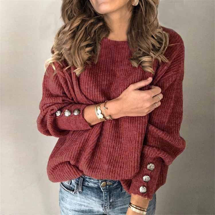 Madison - Casual Chique Pullover met knoopdetails voor dames