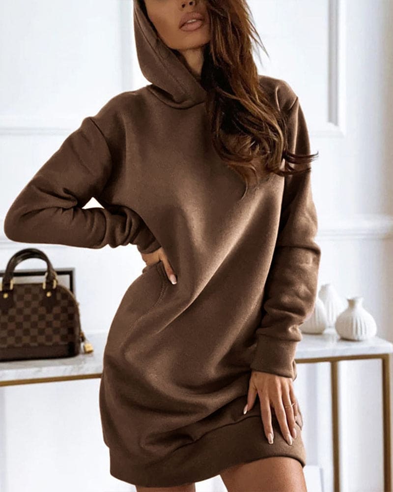 Anna - Lange hoodie in een effen kleur
