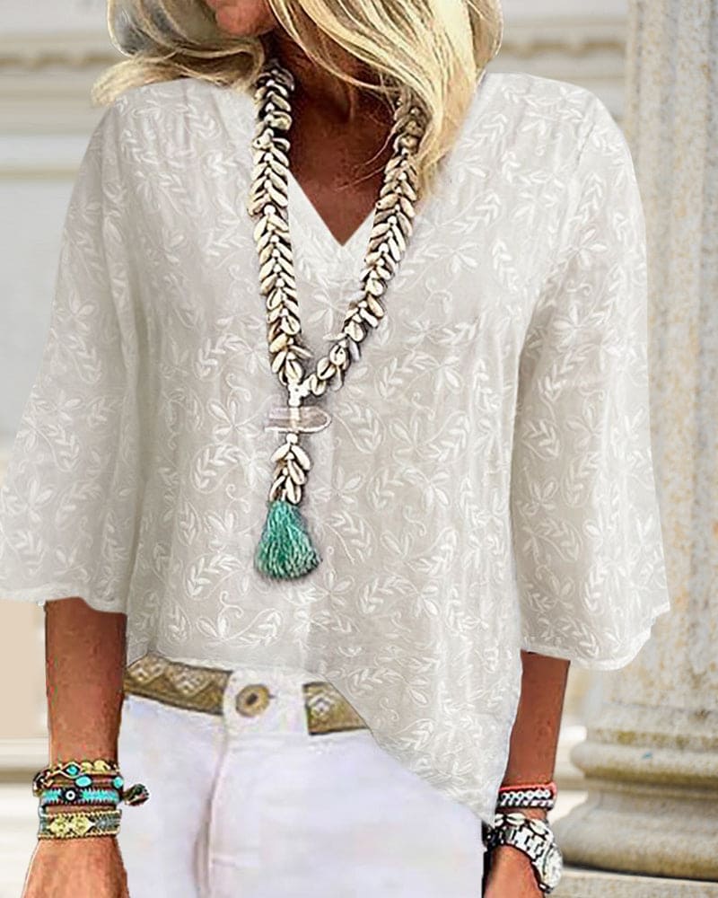 Nova | Kanten Blouse Met Een V-hals