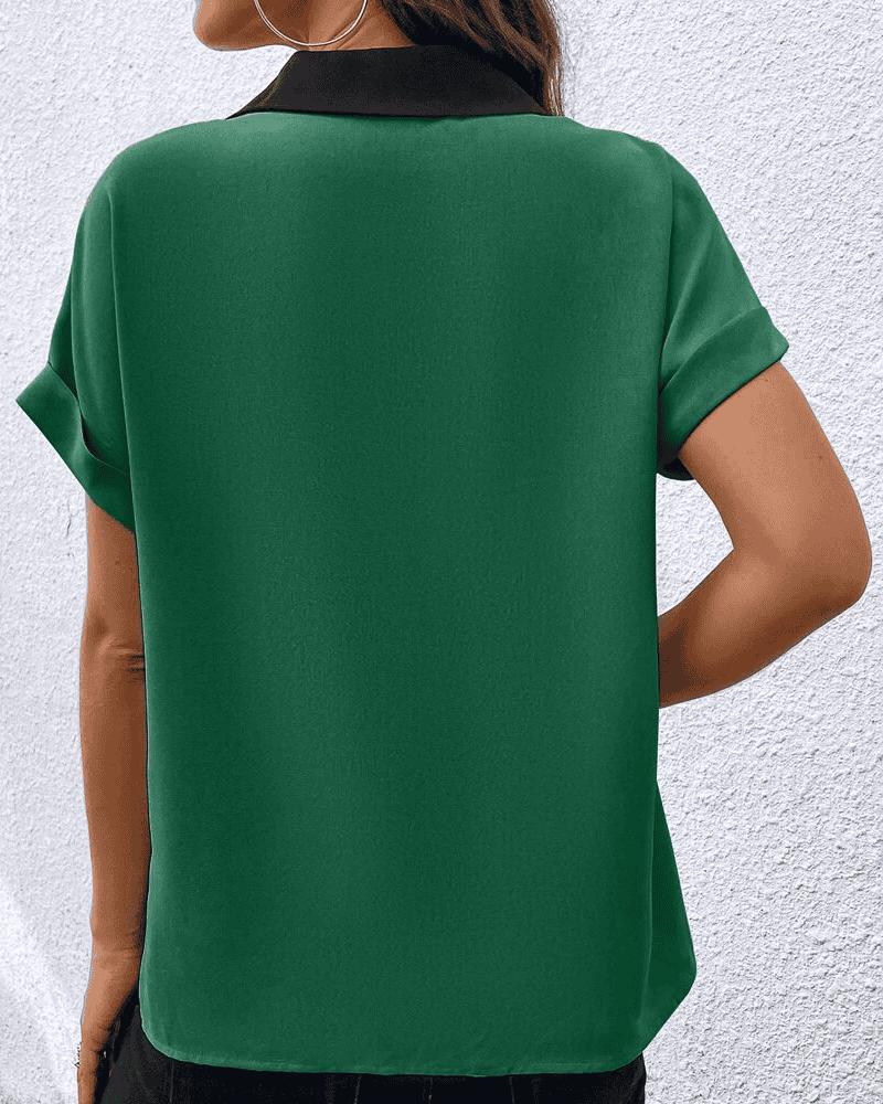 Hanna - Blouse met korte mouwen en kleurblokprint
