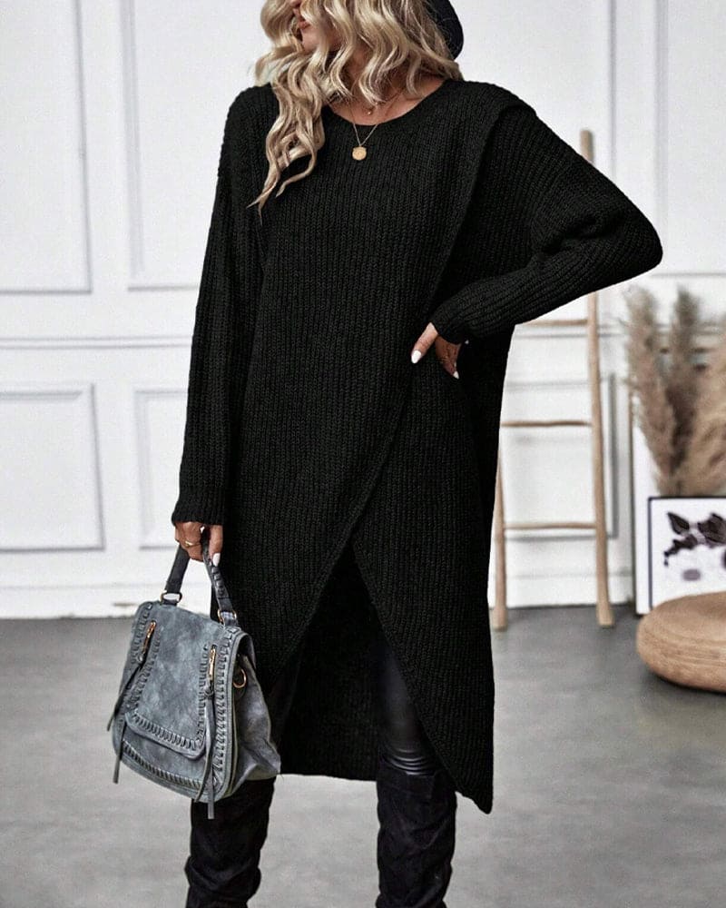 Brinley - Jurk met Onregelmatige Zoom en Effen Kleur