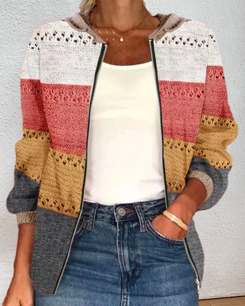 Sara | Afsluitbare cardigan in blokken van kleur