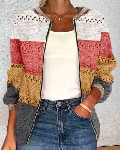 Sara | Afsluitbare cardigan in blokken van kleur