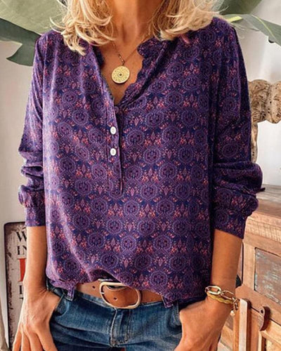 Mila | Blouse Met Lange Mouwen En Vintage Print