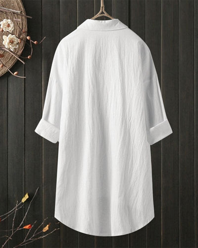 Julia | Losvallende blouse in een effen kleur met lange mouwen