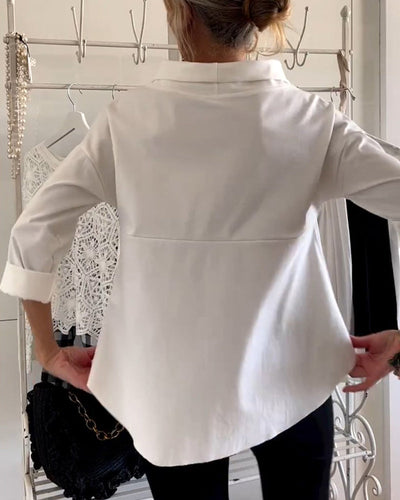 Charlotte - Elegante top met contrasterende revers