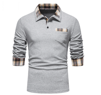 Tommy Polo | Longsleeve polo met patchwork kraag voor heren