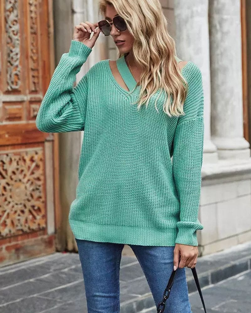 Evie - Lange trui met V-hals