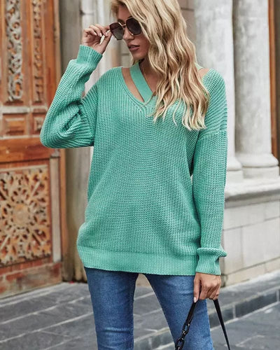 Evie - Lange trui met V-hals