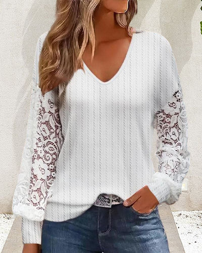 Lize | Kanten Blouse Met Een V-hals