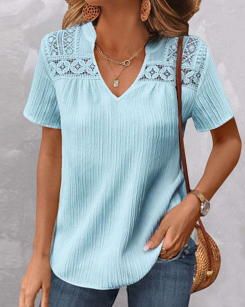 Danique - Shirt Met Een V-hals In Een Egale Kleur
