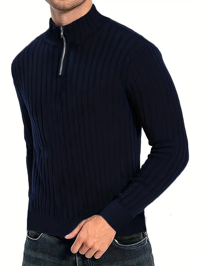 Luca Sweater | Casual heren trui met V-hals en ritssluiting voor mannen