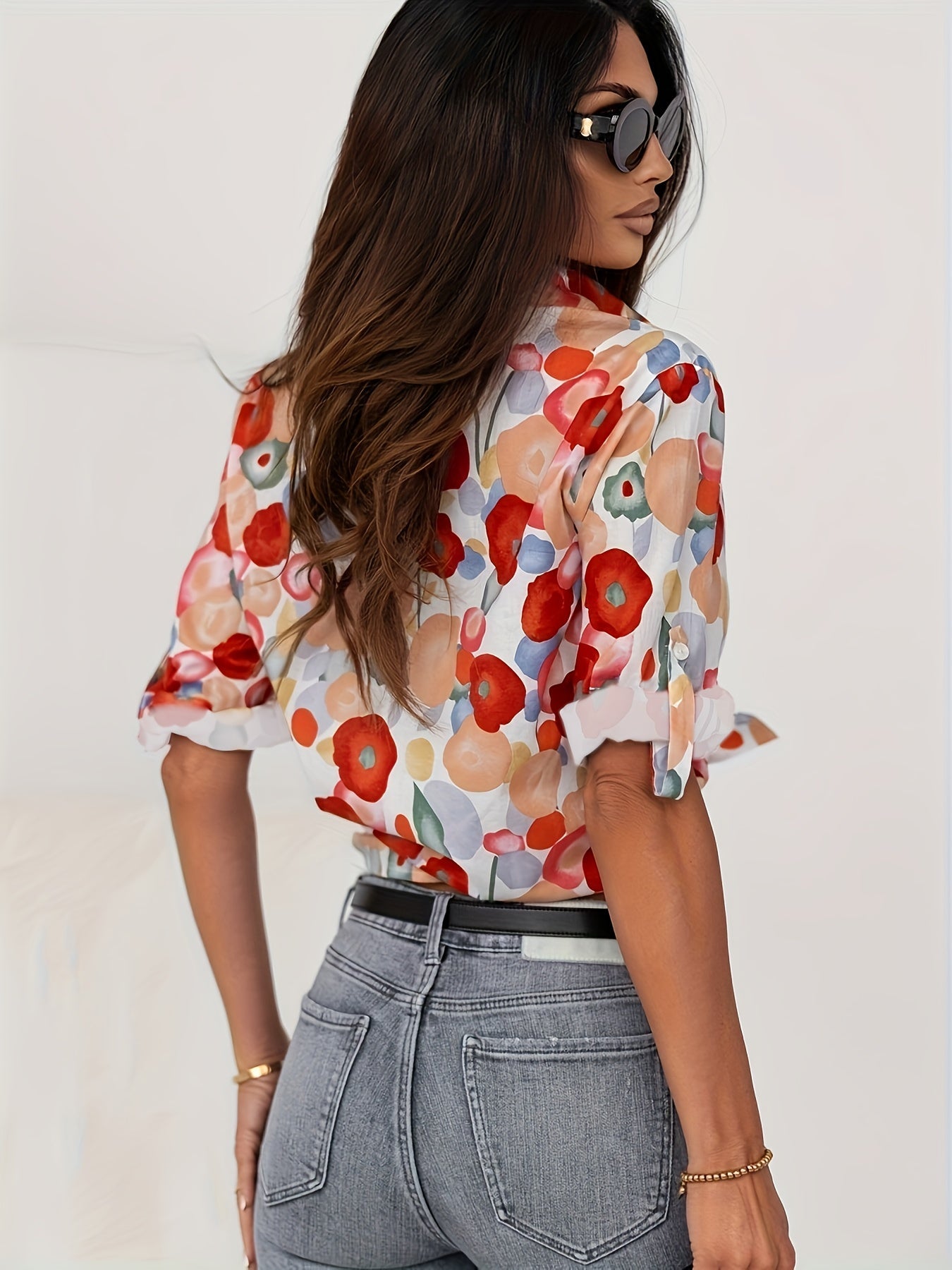 Mia - Bloemenprint blouse met knoopsluiting