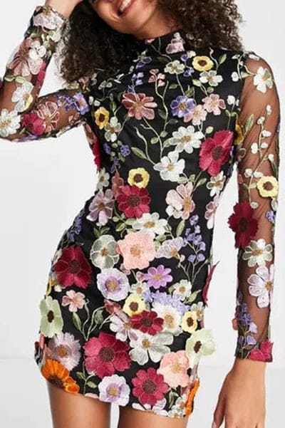 Amalia - Floral Jurk met Lange Mouwen