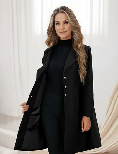 Denise - Comfortabele Elegante Wollen Jurk Jas voor Dames