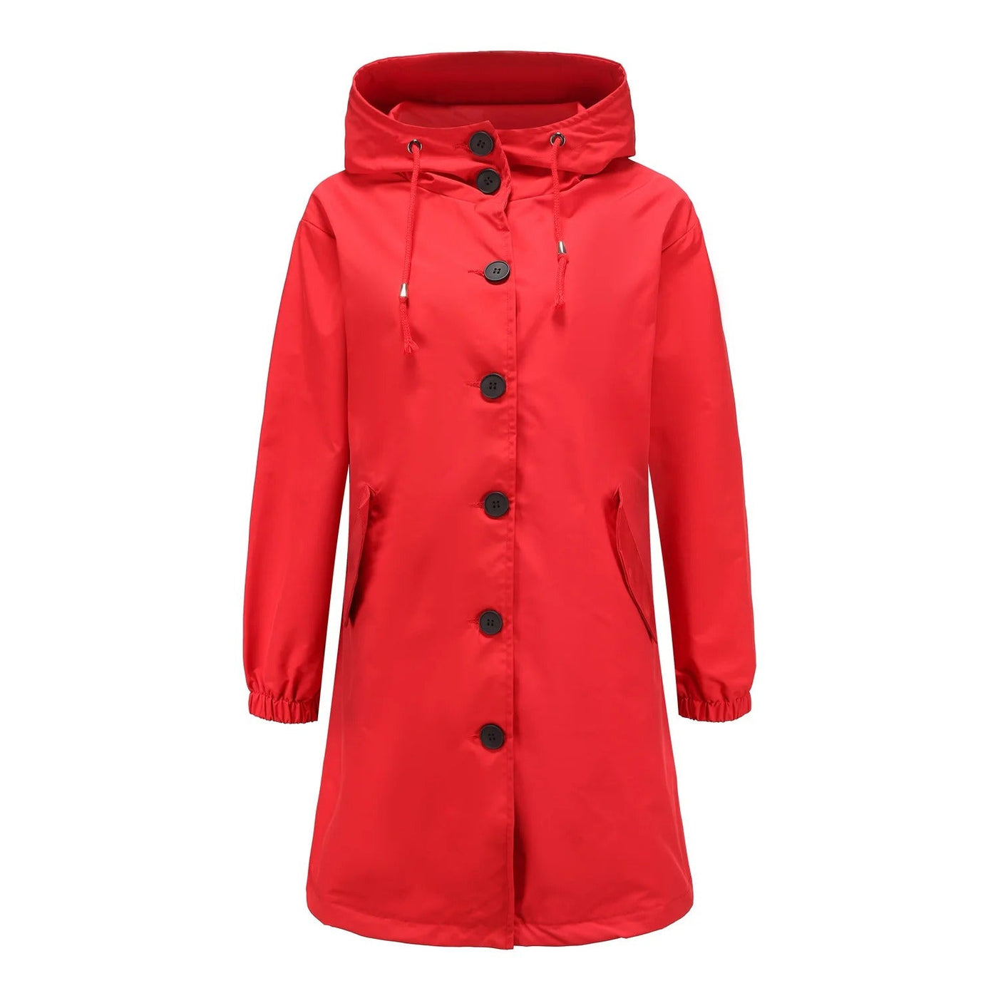 Regenjas voor dames met capuchon en knoopsluiting