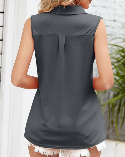 Kensley - Elegante Mouwloze Gekraagde Blouse Vrouwen