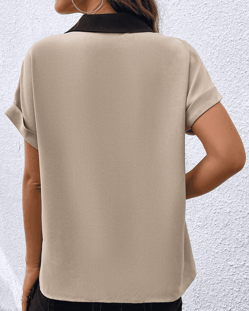 Hanna - Blouse met korte mouwen en kleurblokprint