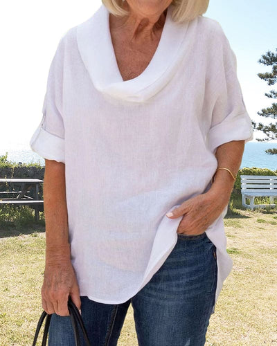 Isabel - Linnen blouse in een effen kleur
