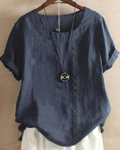Alexandra - Linnen shirt met korte mouwen