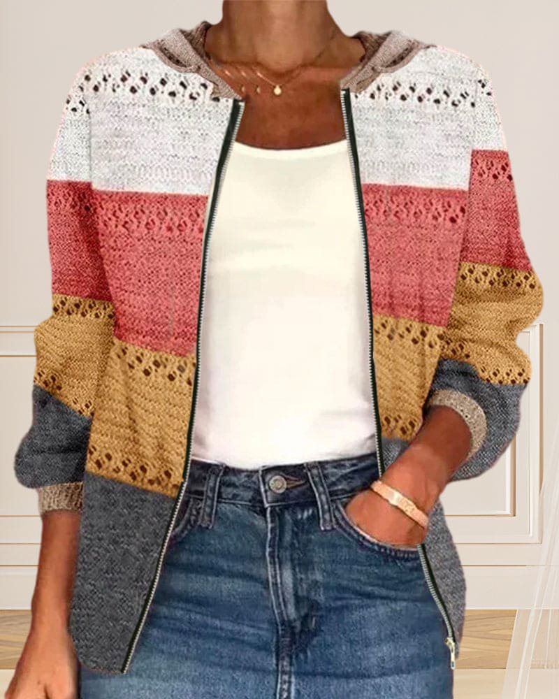 Sara | Afsluitbare cardigan in blokken van kleur