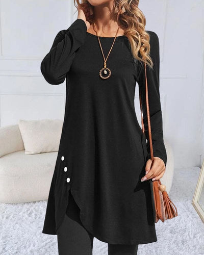 Jillian | Niet-reguliere blouse met lange mouwen in een effen kleur