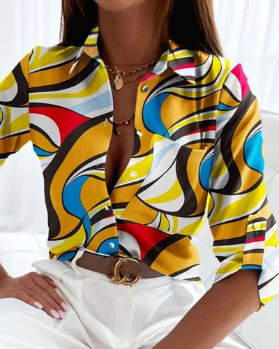 Eva - Bedrukte Chique Blouse met Lange Mouwen