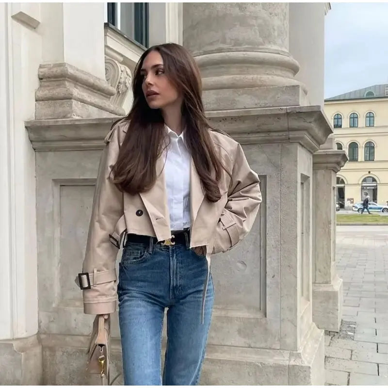 Nadine - casual cropped trenchcoat