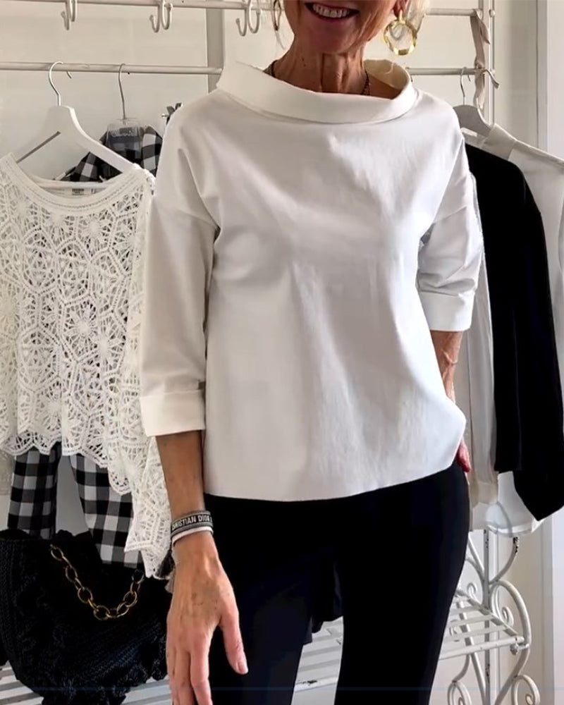 Charlotte - Elegante top met contrasterende revers