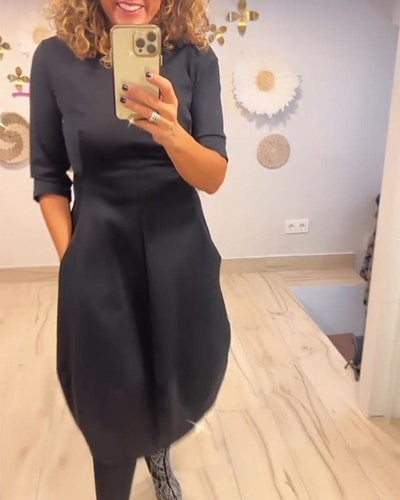 Carlijn - Effen kleur jurk met zak
