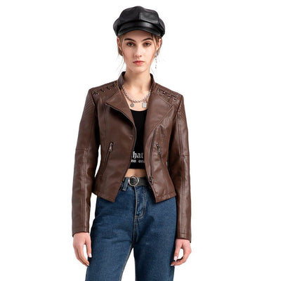 Goose - Trendy leren-look jas voor vrouwen met schuine rits