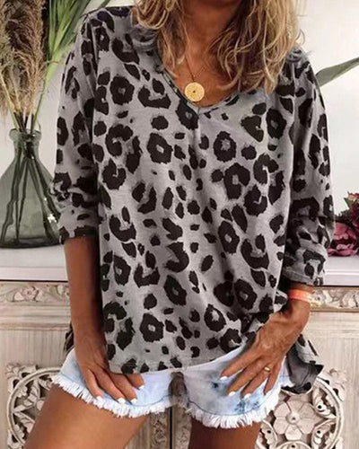 Sara | Shirt met lange mouwen met luipaardprint
