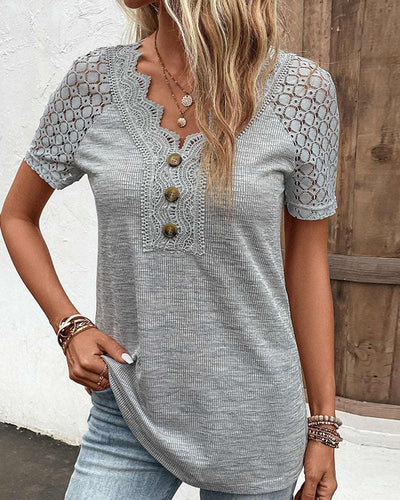 Feline - Kanten T-shirt met korte mouwen