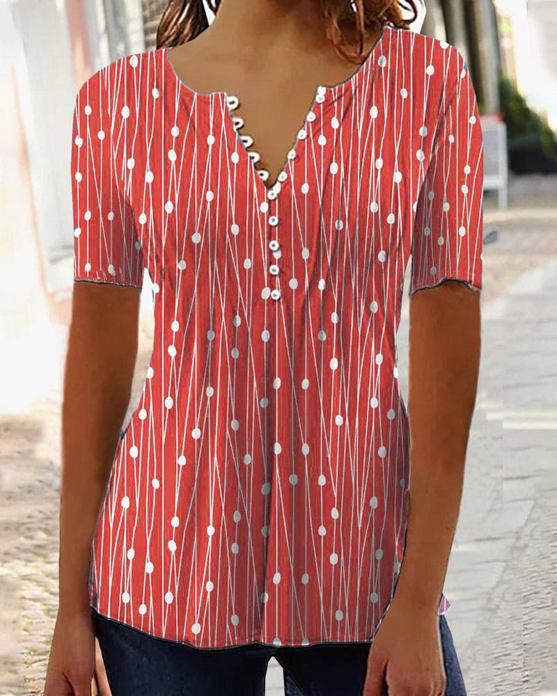Zara | Puntige blouse met polkadots en V-hals