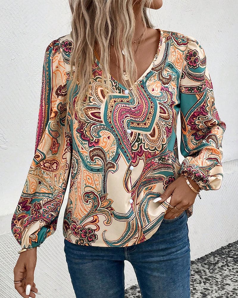 Amber - Blouse met V-hals mouw