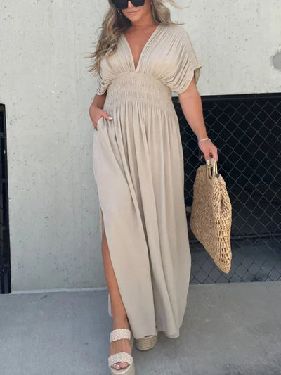 Denise - V-hals met split Maxi Long Dress