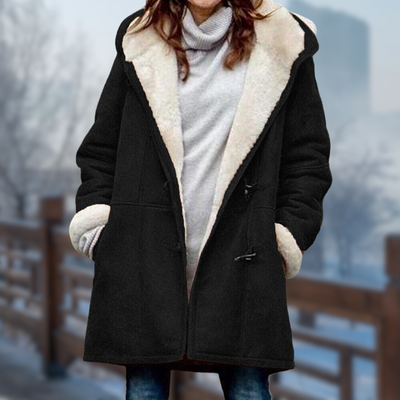 Mika Fleece Jas | Comfortabele zachte lange fleece mantel voor vrouwen met capuchon