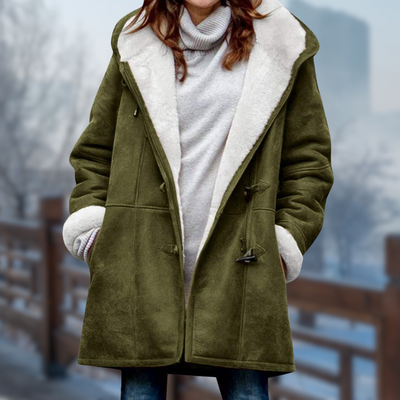 Mika Fleece Jas | Comfortabele zachte lange fleece mantel voor vrouwen met capuchon