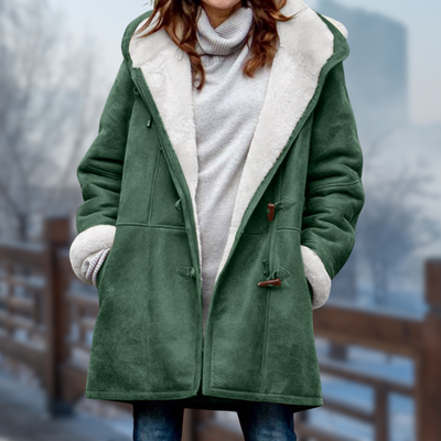 Mika Fleece Jas | Comfortabele zachte lange fleece mantel voor vrouwen met capuchon