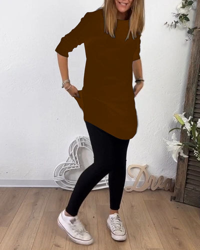 Lisa - Middellange Top met Ronde Hals
