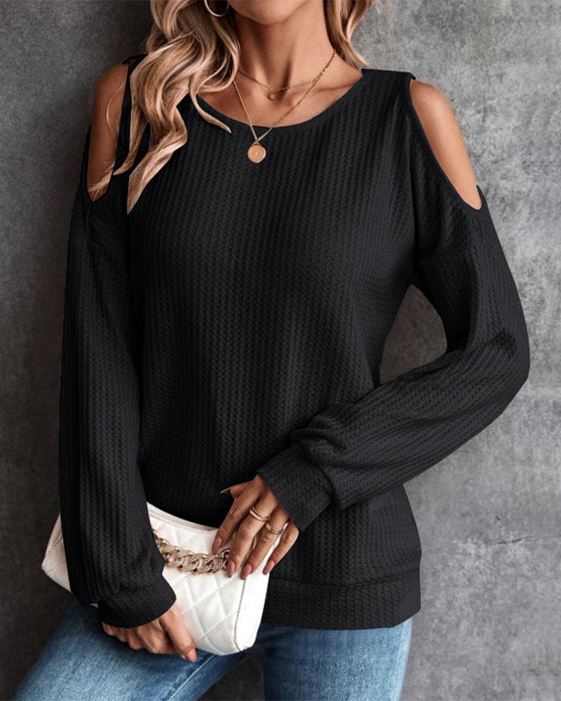 Aimee - Sexy off-the-schouder T-shirt met lange mouwen