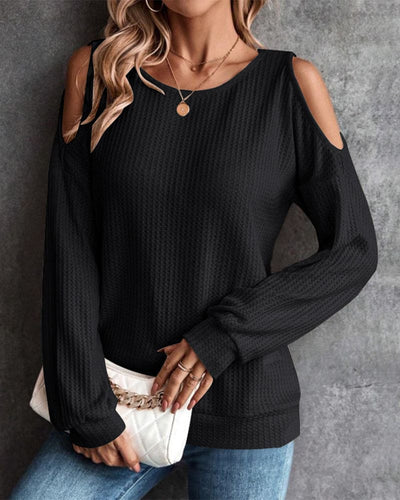 Aimee - Sexy off-the-schouder T-shirt met lange mouwen