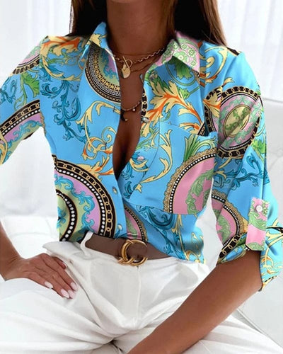 Eva - Bedrukte Chique Blouse met Lange Mouwen