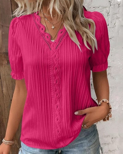 Fleur - Elegante kanten blouse met V-hals