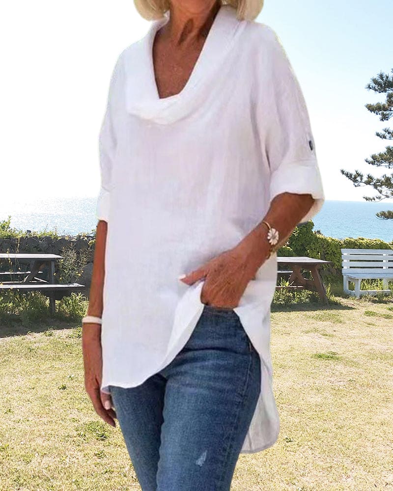 Isabel - Linnen blouse in een effen kleur