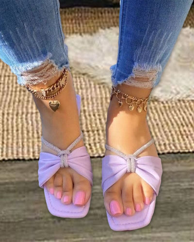 Mila | Sandalen met effen kleur en strik