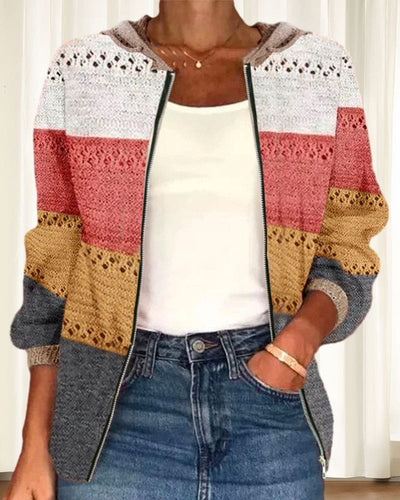 Sara | Afsluitbare cardigan in blokken van kleur