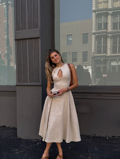 Madelyn Linnen Midi Jurk